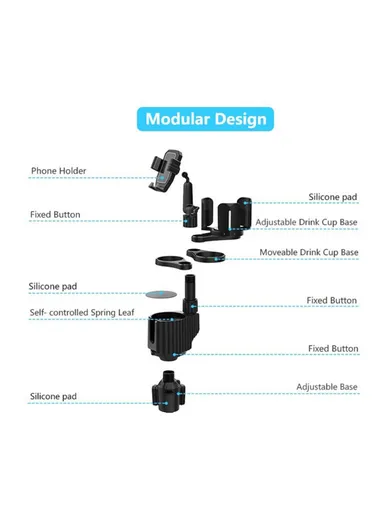 Multifunctional Car Cup Holder Phone Stand Mount Coffee Beverage Instant Noodles Bracket A04 - Grey