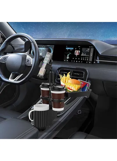 Car Cup Mug Bottle Holder Mobile Phone Mount Stand Food Snack Tray Table A06 (L16.4 x W23.4)cm - Green