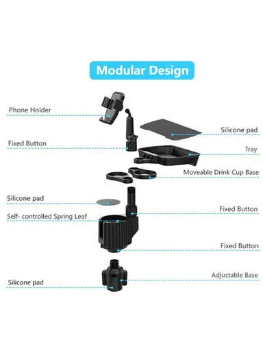 Car Cup Mug Bottle Holder Mobile Phone Mount Stand Food Snack Tray Table A06 (L16.4 x W23.4)cm - Green