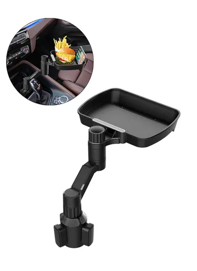 Plastic Car Cup Holder Mount Food Snack Rotation Tray Mobile Phone Stand Vehicle Dining Table D09 (L16.4 x W23.4)cm