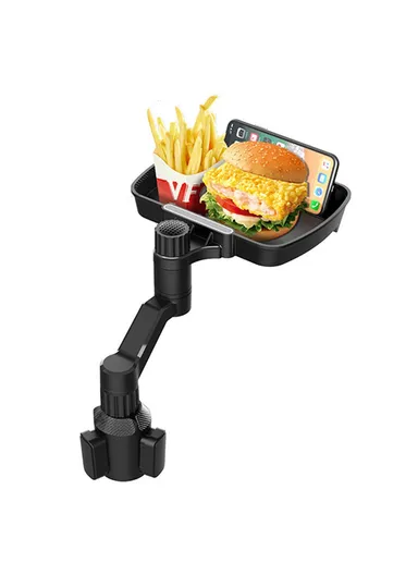Plastic Car Cup Holder Mount Food Snack Rotation Tray Mobile Phone Stand Vehicle Dining Table D09 (L16.4 x W23.4)cm