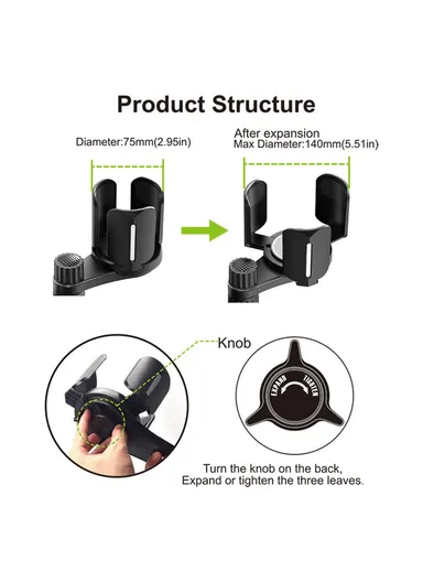 Car Cup Holder Expander with Adjustable Cup Holder Dual Round Car Cup Holder Mount Organizer For Drink Bottle Snack