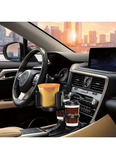 Car Cup Holder Expander with Adjustable Cup Holder Dual Round Car Cup Holder Mount Organizer For Drink Bottle Snack