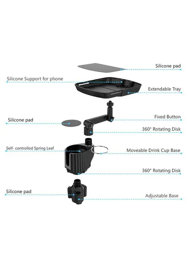 ABS Car Cup Holder Mount Meal Tray Drink Holder Phone Stand Small Dining Table A01