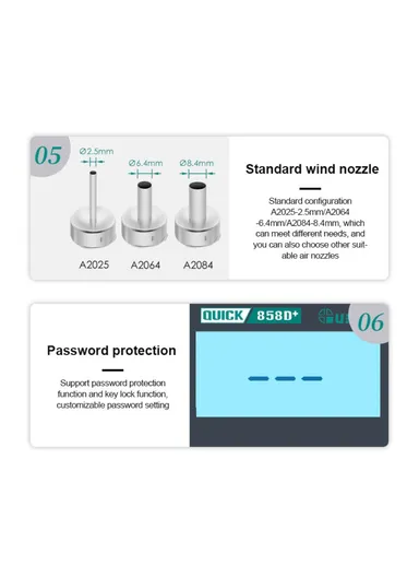 220V Hot Air Rework Solder Station With LCD Digital Display Mobile Phone PCB Motherboard Repair Tool - EU Plug QUICK 858D+
