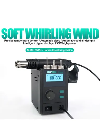 220V Hot Air Rework Solder Station With LCD Digital Display Mobile Phone PCB Motherboard Repair Tool - EU Plug QUICK 858D+