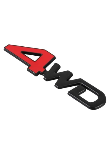 Aluminum Alloy Car Badge Sticker 4WD Letter Decal Universal Car Exterior Sticker - Black &amp; Red