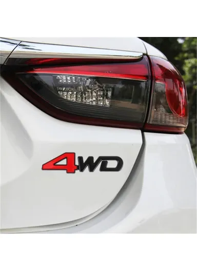Aluminum Alloy Car Badge Sticker 4WD Letter Decal Universal Car Exterior Sticker - Black &amp; Red