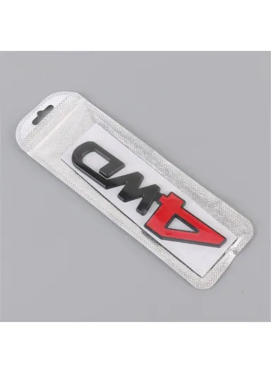 Aluminum Alloy Car Badge Sticker 4WD Letter Decal Universal Car Exterior Sticker - Black &amp; Red