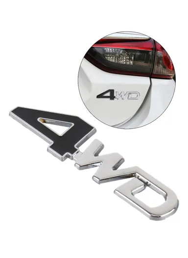 Aluminum Alloy Car Badge Sticker 4WD Letter Decal Universal Car Exterior Sticker - Silver &amp; Black