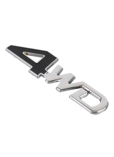 Aluminum Alloy Car Badge Sticker 4WD Letter Decal Universal Car Exterior Sticker - Silver &amp; Black