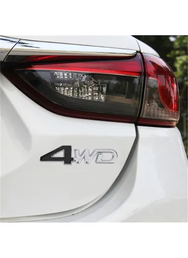 Aluminum Alloy Car Badge Sticker 4WD Letter Decal Universal Car Exterior Sticker - Silver &amp; Black