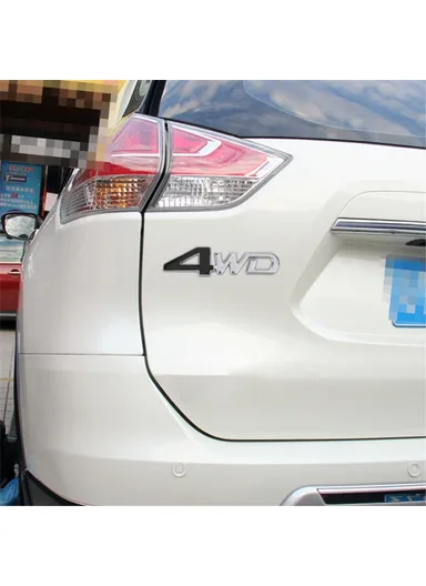 Aluminum Alloy Car Badge Sticker 4WD Letter Decal Universal Car Exterior Sticker - Silver &amp; Black