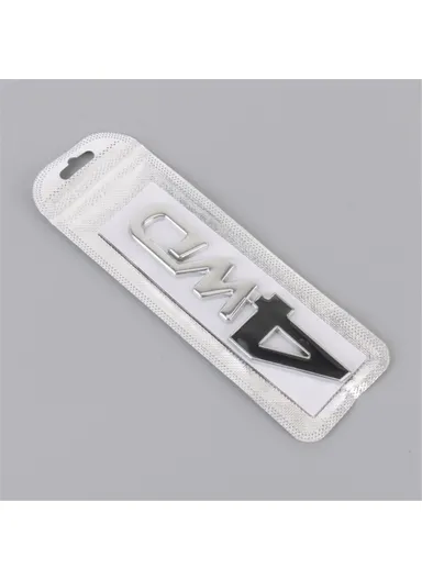 Aluminum Alloy Car Badge Sticker 4WD Letter Decal Universal Car Exterior Sticker - Silver &amp; Black