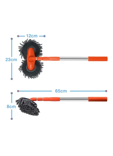 Dual Chenille Mop Head Telescopic Car Wash Mop 360 Degree Rotation Car Wash Brush
