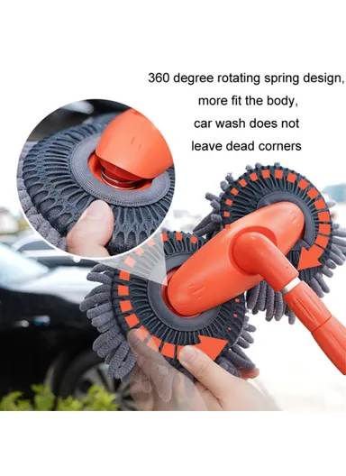 Dual Chenille Mop Head Telescopic Car Wash Mop 360 Degree Rotation Car Wash Brush