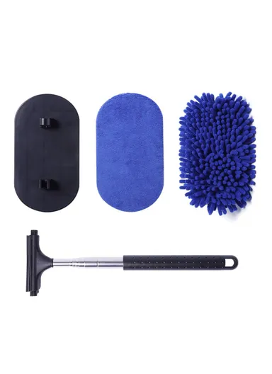 3-in-1 Car Windshield Cleaning Wash Tool Interior Auto Glass Wiper with Extendable Handle Window Cleaner Brush (L33 x W18)cm