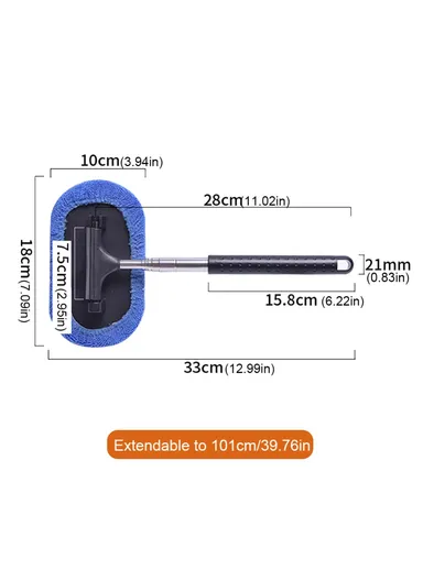 3-in-1 Car Windshield Cleaning Wash Tool Interior Auto Glass Wiper with Extendable Handle Window Cleaner Brush (L33 x W18)cm
