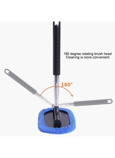 3-in-1 Car Windshield Cleaning Wash Tool Interior Auto Glass Wiper with Extendable Handle Window Cleaner Brush (L33 x W18)cm