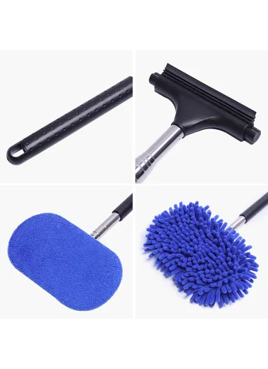 3-in-1 Car Windshield Cleaning Wash Tool Interior Auto Glass Wiper with Extendable Handle Window Cleaner Brush (L33 x W18)cm
