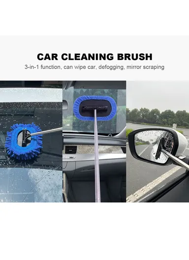 3-in-1 Car Windshield Cleaning Wash Tool Interior Auto Glass Wiper with Extendable Handle Window Cleaner Brush (L33 x W18)cm
