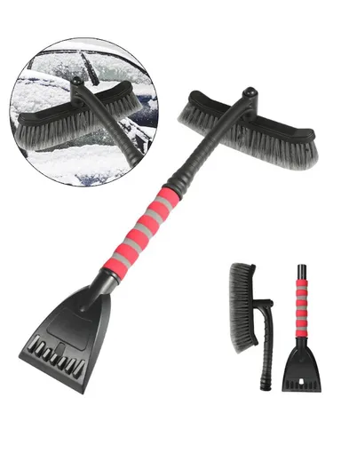 Detachable ABS &amp;Sponge Snow Removal Shovel Winter Car Windshield Snow Scraper Rotatable Brush (L54 x W27)cm - Red
