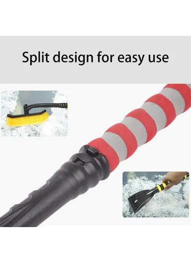 Detachable ABS &amp;Sponge Snow Removal Shovel Winter Car Windshield Snow Scraper Rotatable Brush (L54 x W27)cm - Red