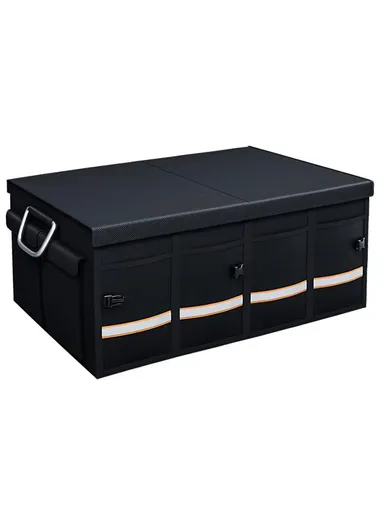 100L Car Trunk Storage Box Storage Case Outdoor Travel Trunk Organizer With Lid For SUV YH-4331 (W60 x D35 x H30)cm - Black