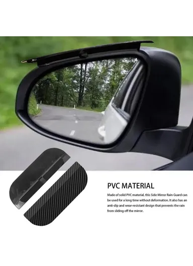 2Pcs Car Rearview Mirror Rain Baffle Carbon Fiber Texture Vehicle Side Mirror PVC Rain Guard (L15 x H5)cm