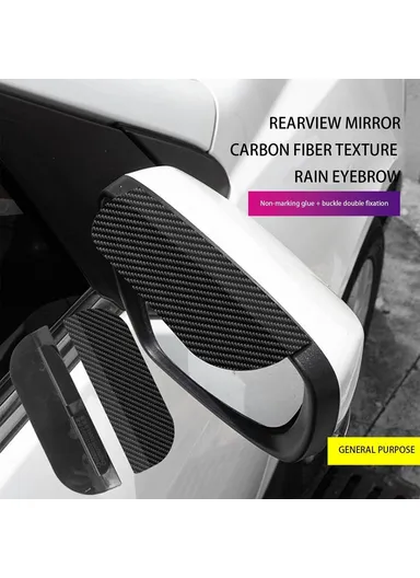 2Pcs Car Rearview Mirror Rain Baffle Carbon Fiber Texture Vehicle Side Mirror PVC Rain Guard (L15 x H5)cm
