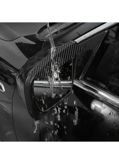 2Pcs Car Rearview Mirror Rain Baffle Carbon Fiber Texture Vehicle Side Mirror PVC Rain Guard (L15 x H5)cm