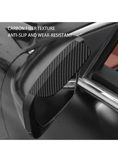 2Pcs Car Rearview Mirror Rain Baffle Carbon Fiber Texture Vehicle Side Mirror PVC Rain Guard (L15 x H5)cm