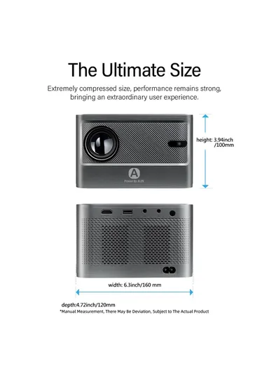 65W Portable Home Theater Projector Android 9.0 HD Video Screen Mirroring WiFi Bluetooth LED Projector - EU Plug AUN A002 (L16 x W12 x H10)cm