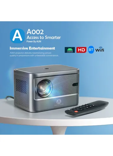 65W Portable Home Theater Projector Android 9.0 HD Video Screen Mirroring WiFi Bluetooth LED Projector - EU Plug AUN A002 (L16 x W12 x H10)cm