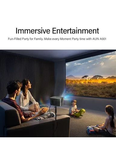 65W Portable Home Theater Projector Android 9.0 HD Video Screen Mirroring WiFi Bluetooth LED Projector - EU Plug AUN A002 (L16 x W12 x H10)cm