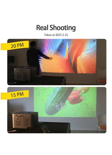 65W Portable Home Theater Projector Android 9.0 HD Video Screen Mirroring WiFi Bluetooth LED Projector - EU Plug AUN A002 (L16 x W12 x H10)cm