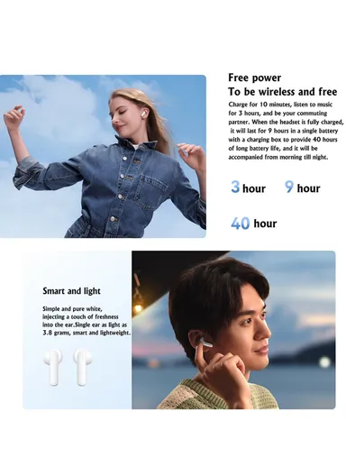 FreeBuds Wireless Headset Bluetooth 5.3 Headphones Smart Touch Control TWS Earbuds SE 2 - White