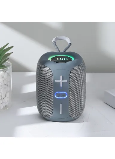 1200mAh Portable TWS Bluetooth Speaker Outdoor Mini Wireless Stereo Subwoofer With Colorful Light TG658 (L9 x W90 x H11.3)cm - Grey