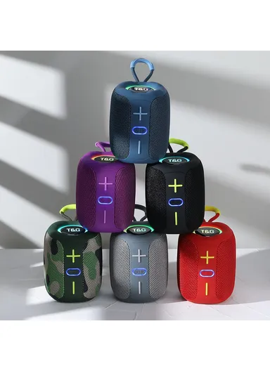 1200mAh Portable TWS Bluetooth Speaker Outdoor Mini Wireless Stereo Subwoofer With Colorful Light TG658 (L9 x W90 x H11.3)cm - Grey