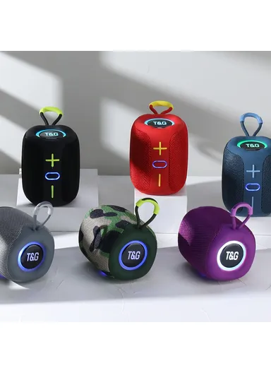 1200mAh Portable TWS Bluetooth Speaker Outdoor Mini Wireless Stereo Subwoofer With Colorful Light TG658 (L9 x W90 x H11.3)cm - Grey