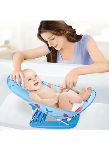 PP Plastic &amp; Mesh Portable Foldable Baby Bather Chair Seat Support Recline (L31 x W28 x H43)cm