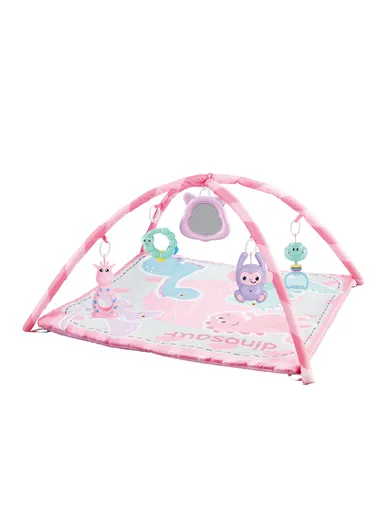 Polyester &amp; Fiber Baby Play Mat Frog Fitness Frame With 4 Toys Pillow &amp; Mirror For Baby Early Education Growth (L77 x W77 x H63)cm - Pink