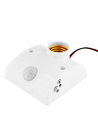 E27 Human Body Motion Sensor Bulb Holder With Adjustable Time &amp; Sensivity (W8 x D9 x T4) cm