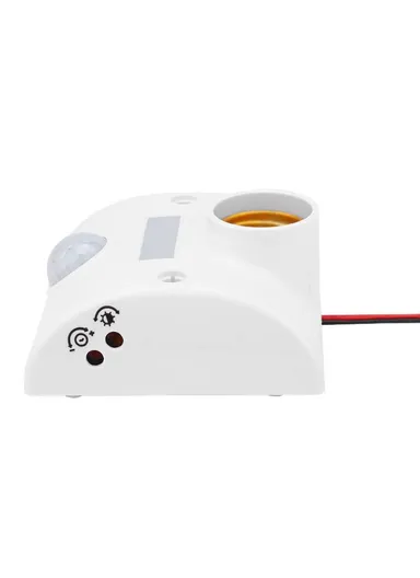 E27 Human Body Motion Sensor Bulb Holder With Adjustable Time &amp; Sensivity (W8 x D9 x T4) cm