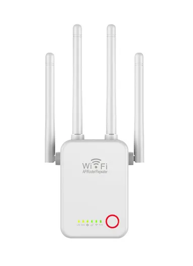 1200Mbps 4 antenna 3-in-1 Mini Size WiFi Repeater Router Enhance Wireless Signals Dual-Band Extender U7  EU Plug - White