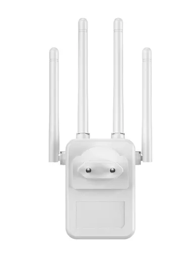 1200Mbps 4 antenna 3-in-1 Mini Size WiFi Repeater Router Enhance Wireless Signals Dual-Band Extender U7  EU Plug - White