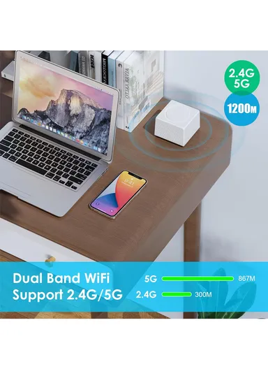 1-Piece Pack 1200Mbps Mesh Wireless Repeater 2.4GHz 5GHz WiFi Signal Amplifier Mesh WiFi Repeater Range Extender UMS16