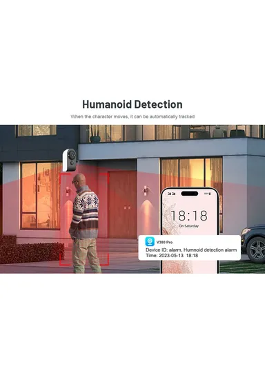 2.0MP Low Power Battery-Operated WiFi IP Camera Wide View Angle Supports Night Vision, Motion Detection, 2-Way Audio Talk V380PRO VRT-VT3-W