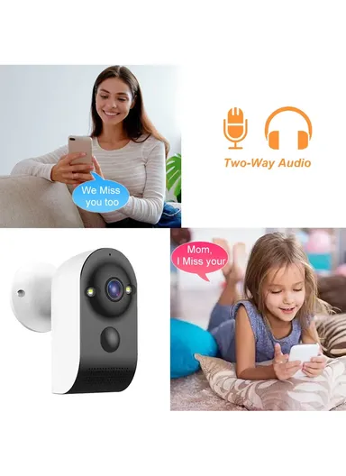 2.0MP Low Power Battery-Operated WiFi IP Camera Wide View Angle Supports Night Vision, Motion Detection, 2-Way Audio Talk V380PRO VRT-VT3-W