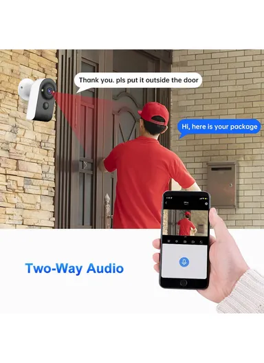 2.0MP Low Power Battery-Operated WiFi IP Camera Wide View Angle Supports Night Vision, Motion Detection, 2-Way Audio Talk V380PRO VRT-VT3-W